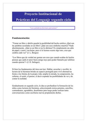 Proyecto Institucional de segundo ciclo