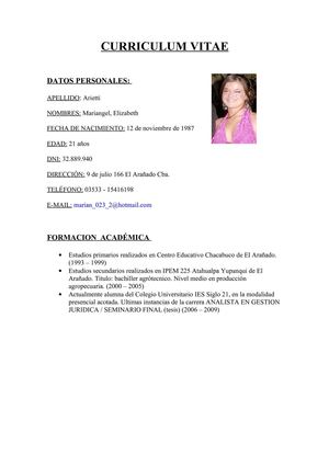CURRICULUM VITAE - MARIANGEL ARIETTI-