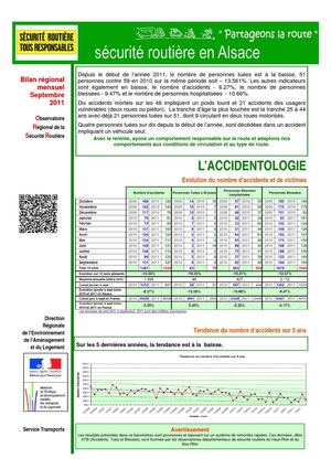 Bilan sécurité routière Alsace séptembre 2011