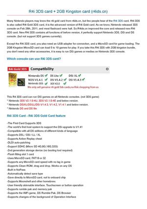 R4i 3DS card + 2GB Kingston card work on Nintendo 3DS