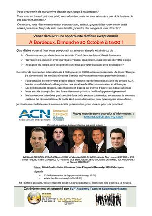 Invitation à une présentation d'affaire en tant qu'indépendant