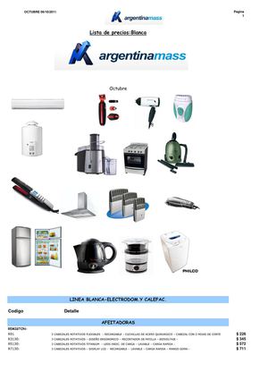 LISTA DE PRECIOS ART. HOGAR, ELECTRONICA, COMPUTACION, PERFUMES IMP.