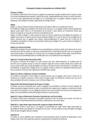Cambios Introducidos en las Reglas de golf Edición2012