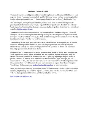 Drop your P Plates for Good