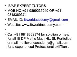 Call@+91-9818369374 IB math portfolio stellar numbers