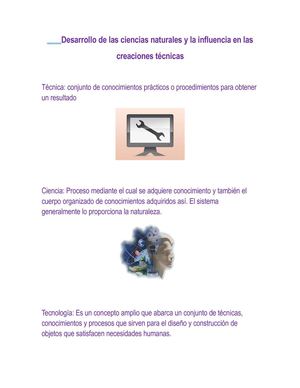 Desarrollo de las ciencias naturales y la influencia en las creaciones tecnicas