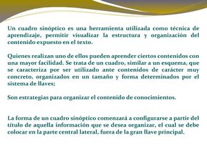 Elaboración de un cuadro sinóptico