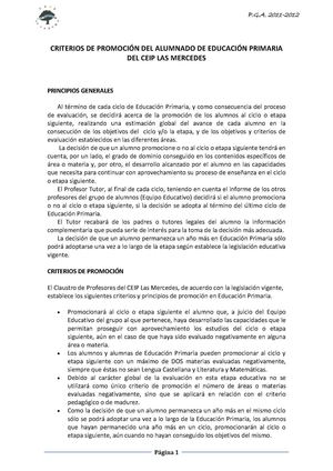 CRITERIOS DE PROMOCIÓN