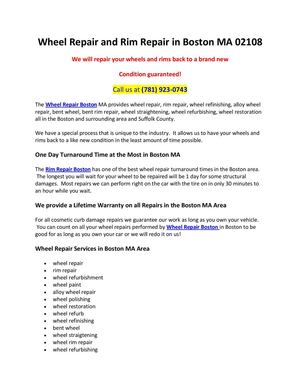  Wheel Repair and Rim Repair in Boston