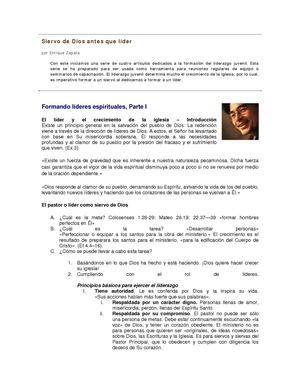 Siervo de Dios antes que líder