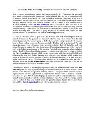 The Best Pa Web Marketing Solutions are Available for your Business