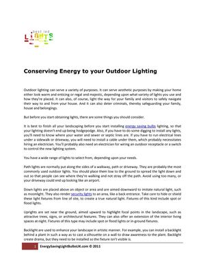 Conserving Energy to your Outdoor Lighting 