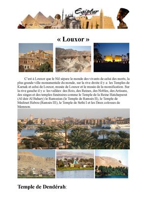 Infos sur Louxor.