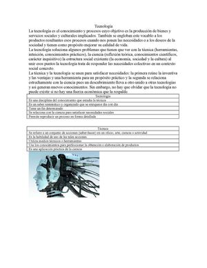 La tecnología como campo de estudio y como reflexión sobre la tecnica