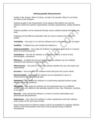 Defining Quality Measurements