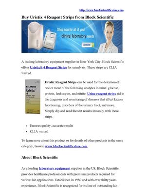 Buy Uristix 4 Reagent Strips from Block Scientific