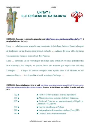 Quadern d'activitats: els orígens de Catalunya