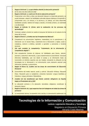Legislación educativa y tecnologias