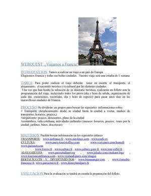 WEBQUEST viaje a francia