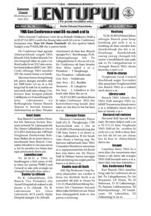 Venghnuai Branch YMA Chanchinbu : Lentupui 30 October 2011