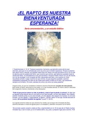 EL RAPTO ES NUESTRA BIENAVENTURADA ESPERANZA