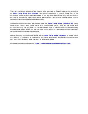 Auto Parts Store Des Moines for Auto Spares