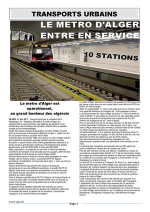 INAUGURATION DU METRO D'ALGER VF