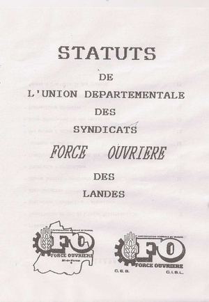 Statuts de l'union départementale Force Ouvrière des Landes