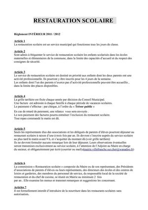 règlement cantine site