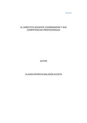 EL DIRECTIVO DOCENTE COORDINADOR Y SUS COMPETENCIAS PROFESIONALES