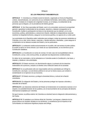 Titulo I II y III Constitucion Politica De Colombia