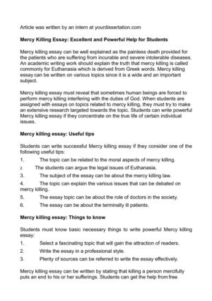 Benefits Of Writing Essays Mercy Killing Essay Excellent And Powerful Help For Students Toefl Essay Topic also Division And Analysis Essay Calamo Mercy Killing Essay Excellent And Powerful Help For Students Critique Essay Example