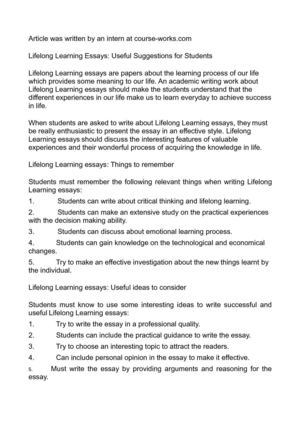 lifelong learning essay conclusion