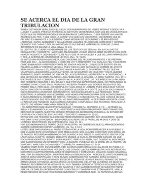 SE ACERCA EL DIA DE LA GRAN TRIBULACION 