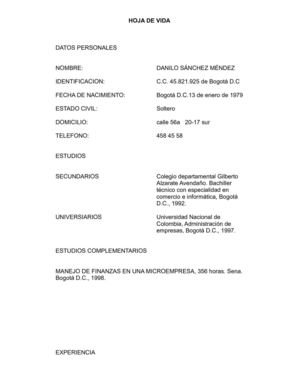 HOJA DE VIDA DANILO