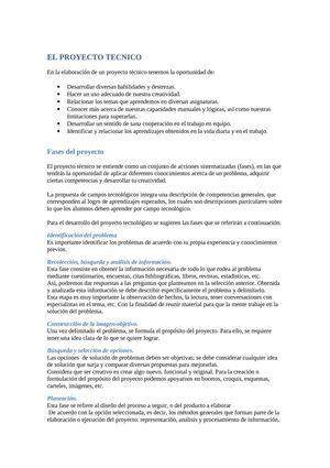 El proyecto tecnico.