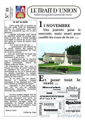 Bulletin municipal de la commune de Tauriac : Trait d'union n°19
