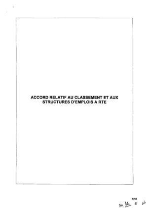 Accord relatif au classement et stuctures d'emplois à RTE