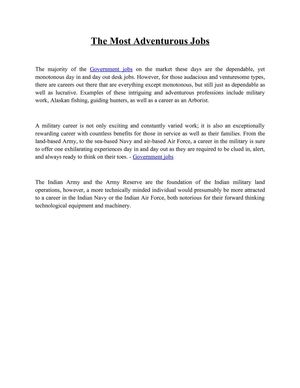 The Most Adventurous Jobs