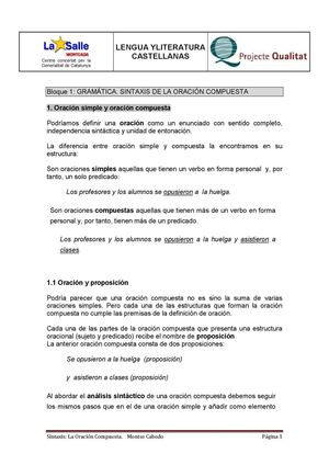 SINTAXIS ORACIÓN COMPUESTA