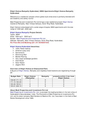 Nilgiri Homes Rampally Hyderabad, 3BHK Apartments Nilgiri Homes Rampally Hyderabad