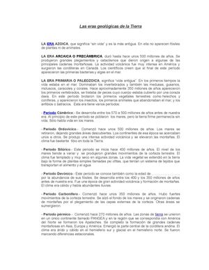 LAS ERAS GEOLÓGICAS