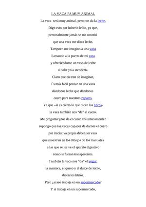 La vaca es muy animal. actividad nº 3