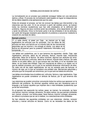 normalizacion base de datos