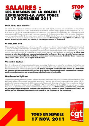 Le 17 novembre, nous appelons l’ensemble des salariés de l’énergie, actifs et pensionnés, à se mobiliser avec force et détermination