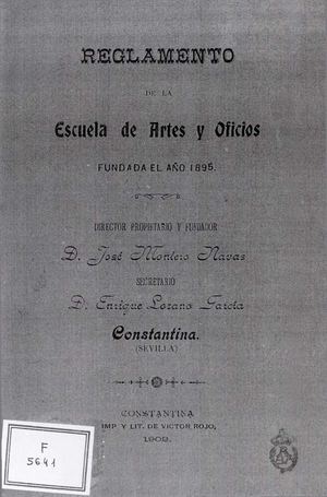 Escuela de Artes y Oficios 1895 Reglamento