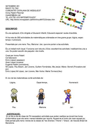 el joc de les matemàtiques. Imma Palahí