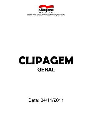 Clipagem Geral 04/11/2011