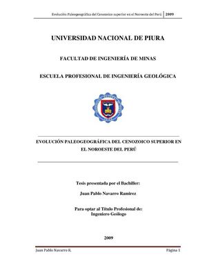 NAVARRO J., Evolución Paleogeográfica del Cenozoico Superior en el Noroeste del Perú