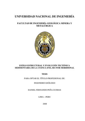 PEÑA D., Estilo estructural y evolución tectónica sedimentaria de la Cuenca Ene, sector meridional